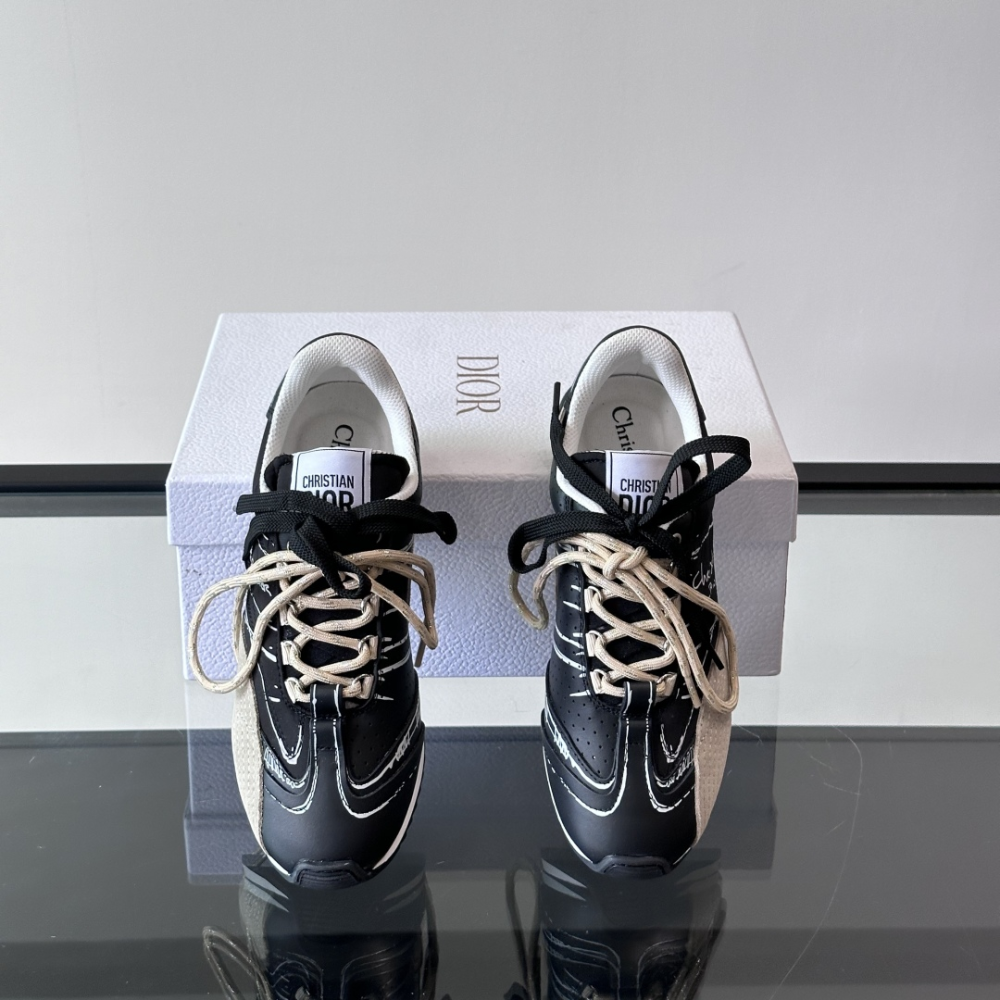 Black Nylon and Calfskin D-Sketch Sneaker Designer Sneakers for Men