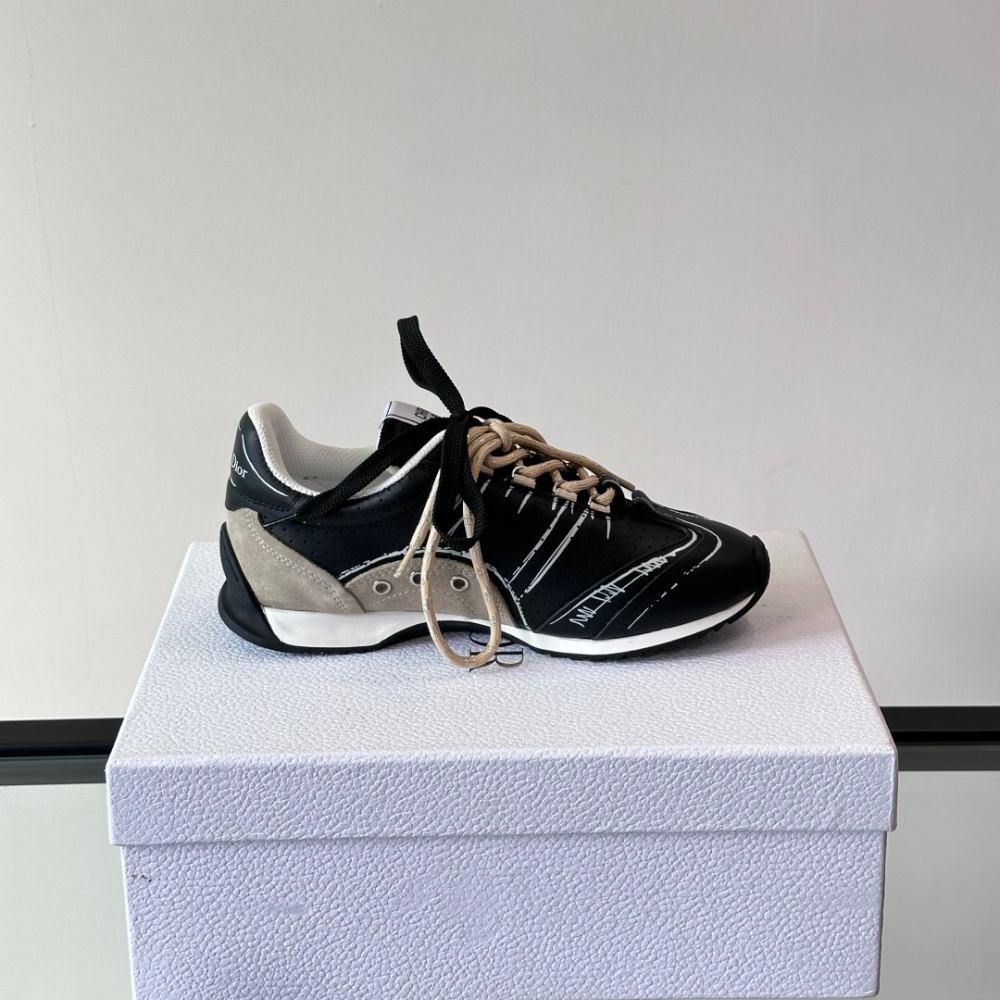 Black Nylon and Calfskin D-Sketch Sneaker Designer Sneakers for Men