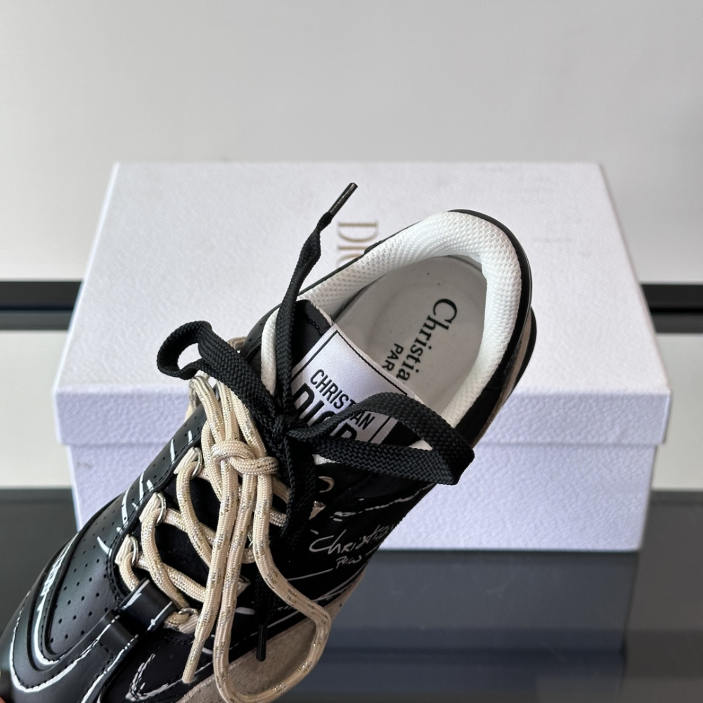 Black Nylon and Calfskin D-Sketch Sneaker Designer Sneakers for Men