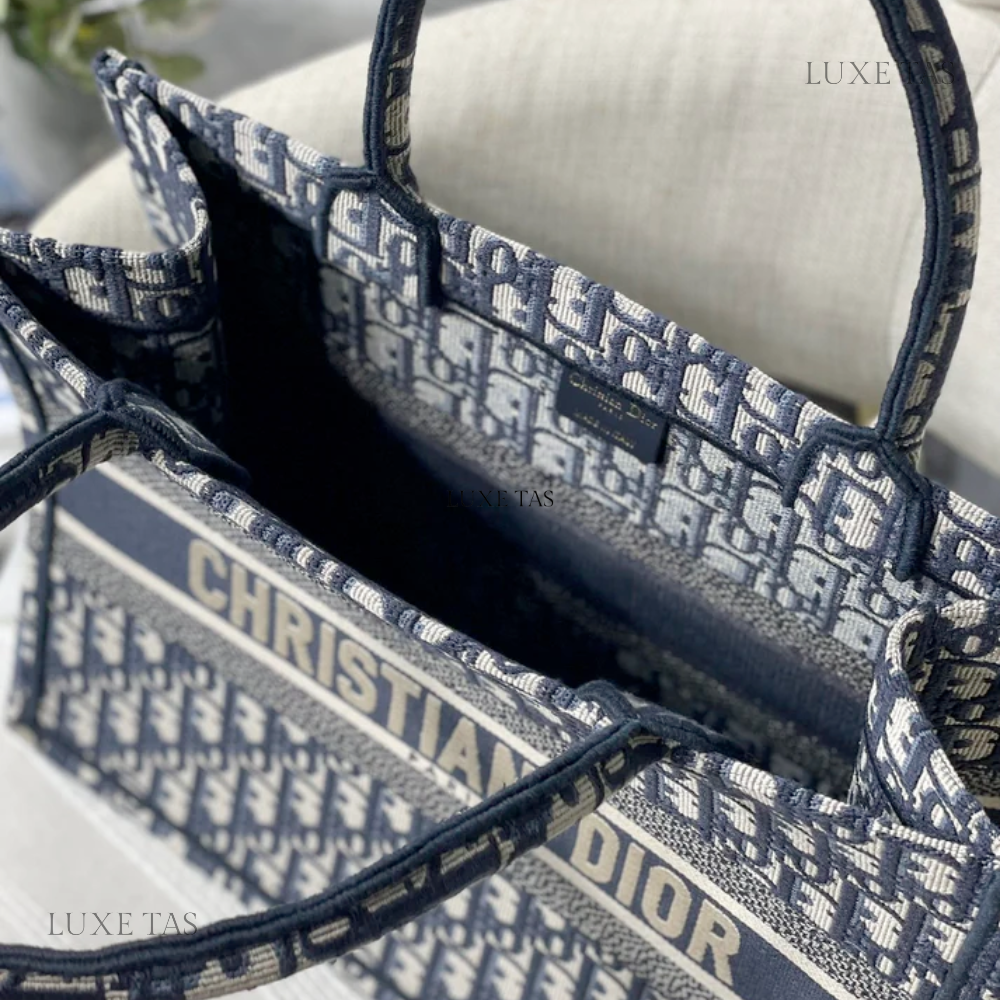 Black Oblique Embroidery Dior Book Tote