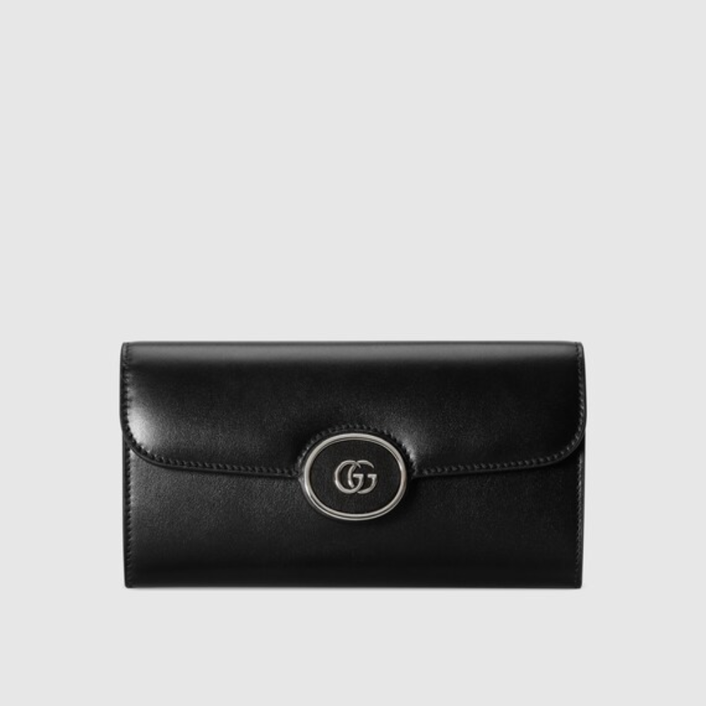 Black Petite GG Continental Wallet - Leather Wallet for Women