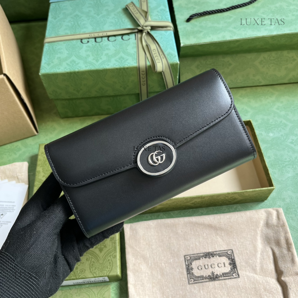 Black Petite GG Continental Wallet - Leather Wallet for Women