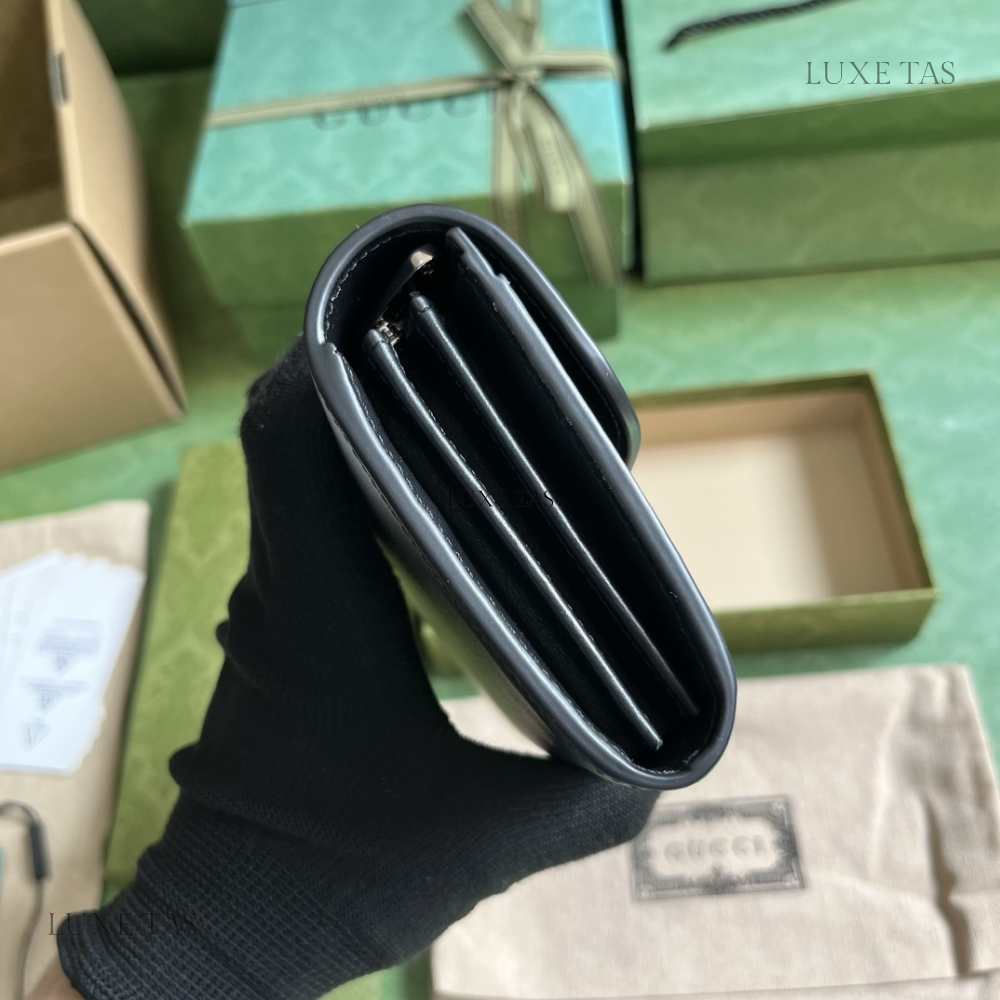 Black Petite GG Continental Wallet - Leather Wallet for Women