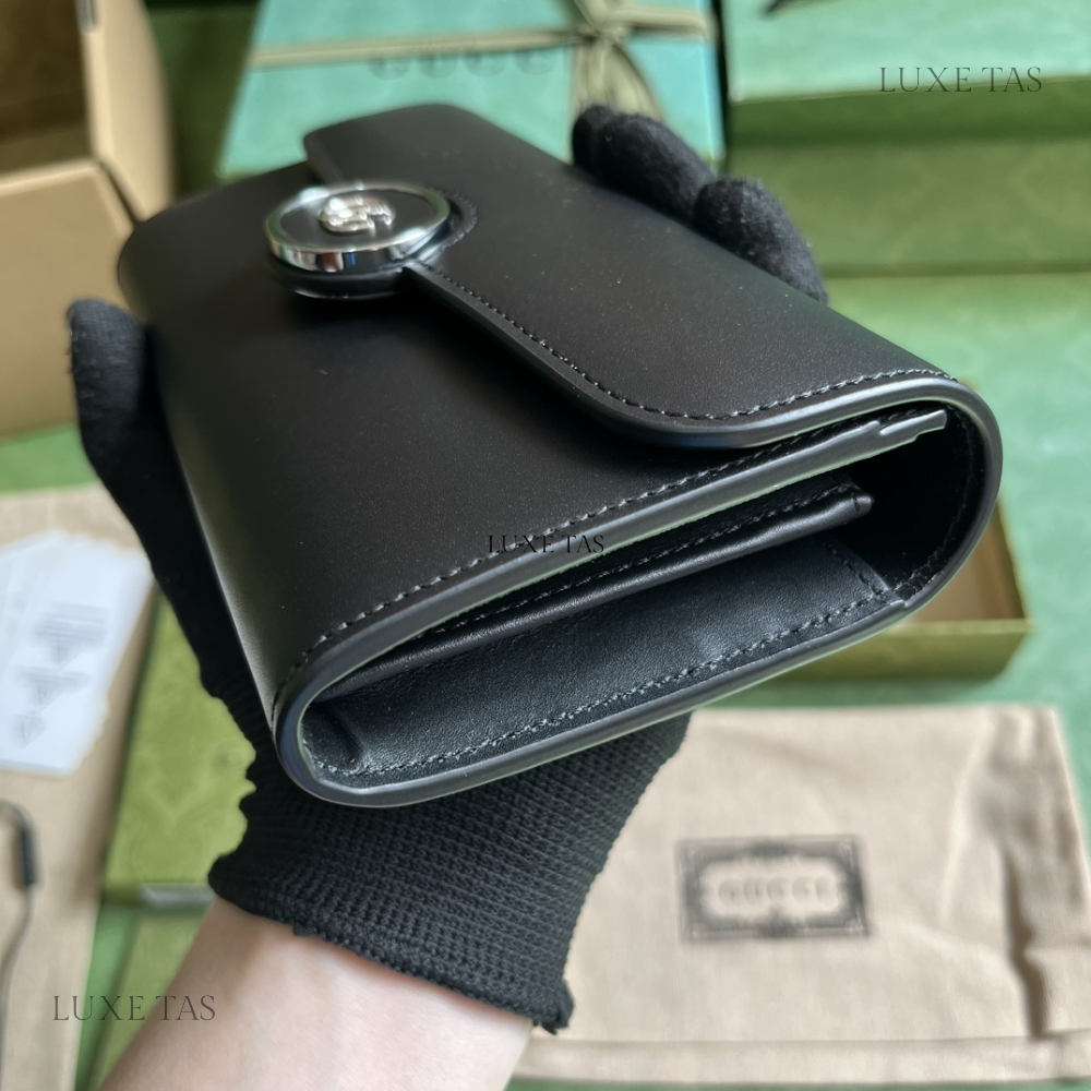 Black Petite GG Continental Wallet - Leather Wallet for Women