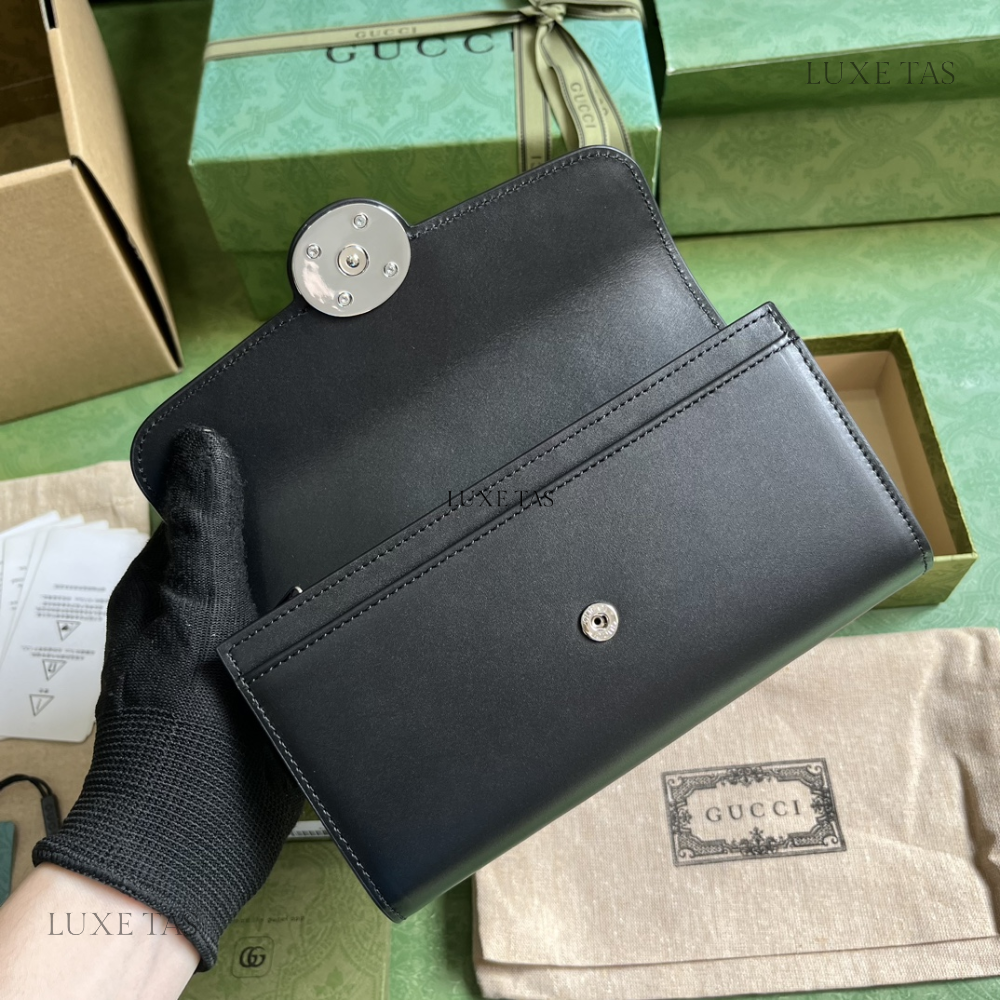 Black Petite GG Continental Wallet - Leather Wallet for Women