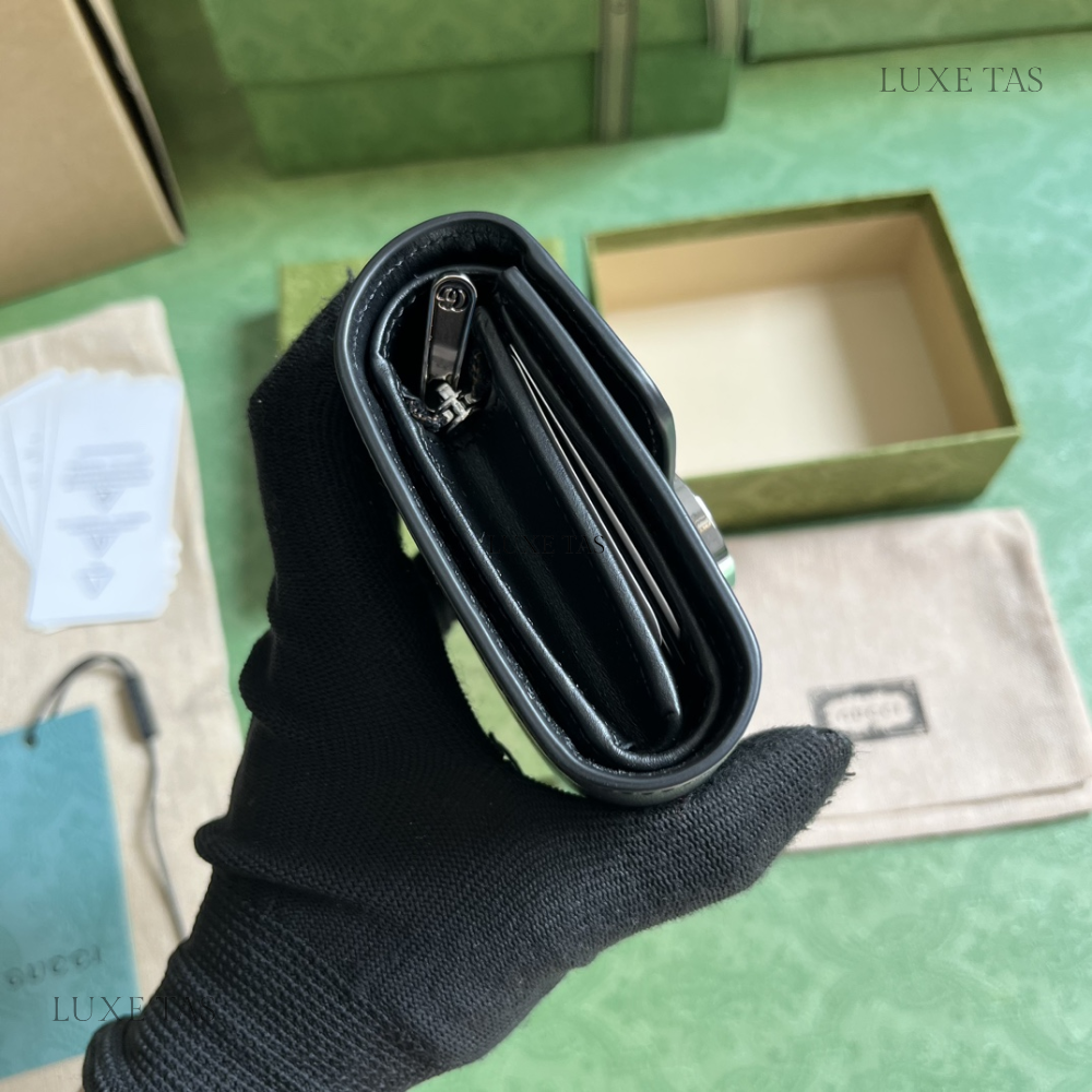 Black Petite GG Medium Wallet - Leather Wallet for Women