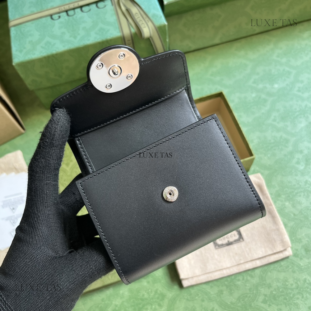 Black Petite GG Medium Wallet - Leather Wallet for Women