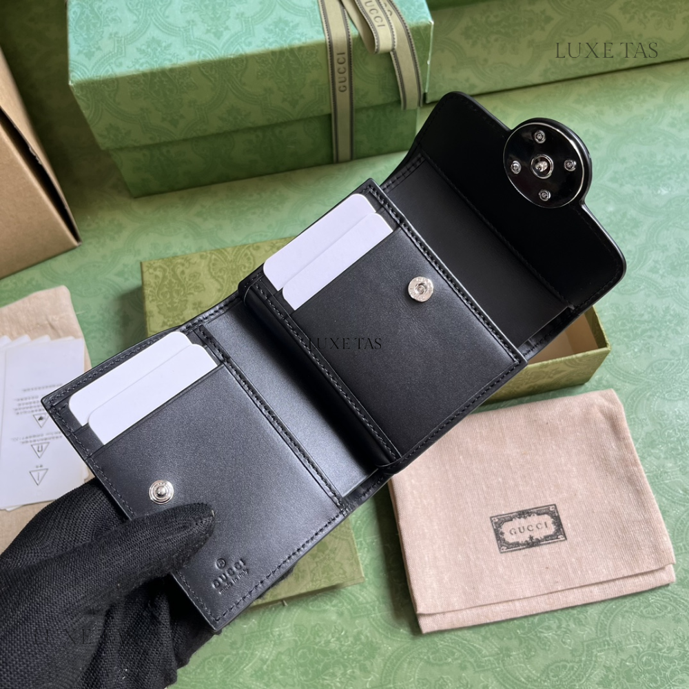 Black Petite GG Medium Wallet - Leather Wallet for Women