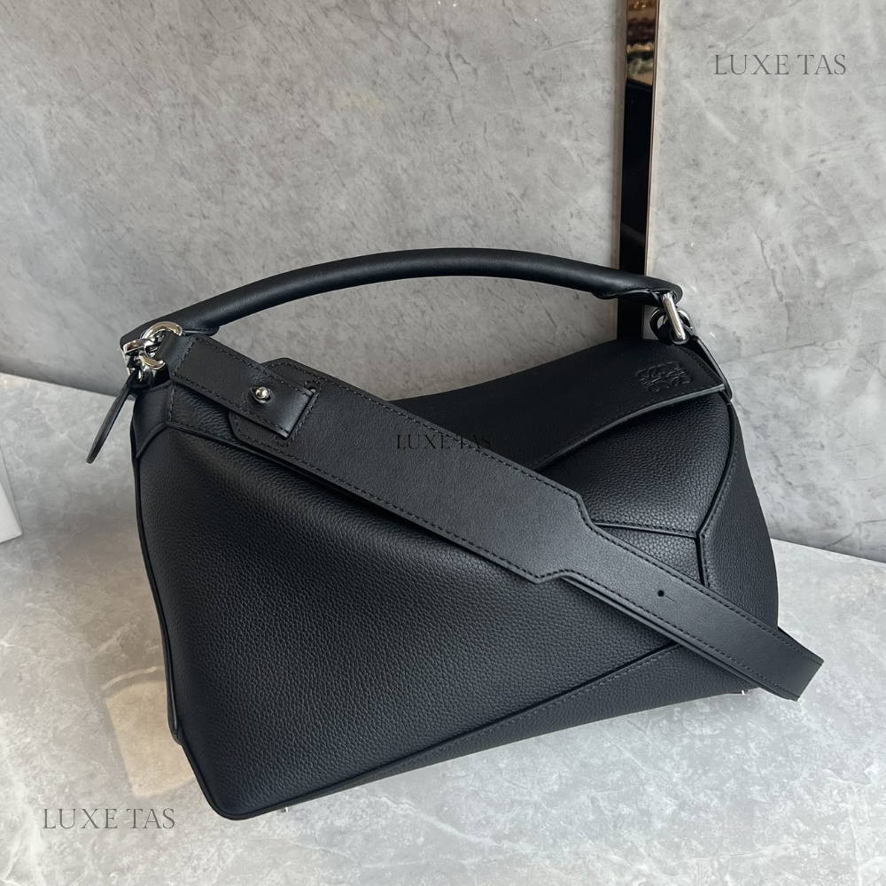 Black Puzzle Bag In Classic Calfskin - Leather Crossbody Bag for Women