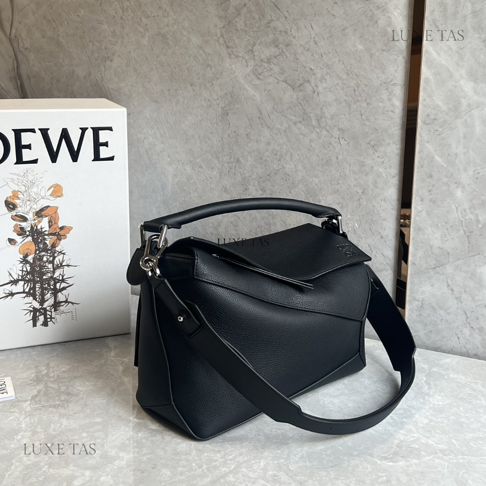 Black Puzzle Bag In Classic Calfskin - Leather Crossbody Bag for Women