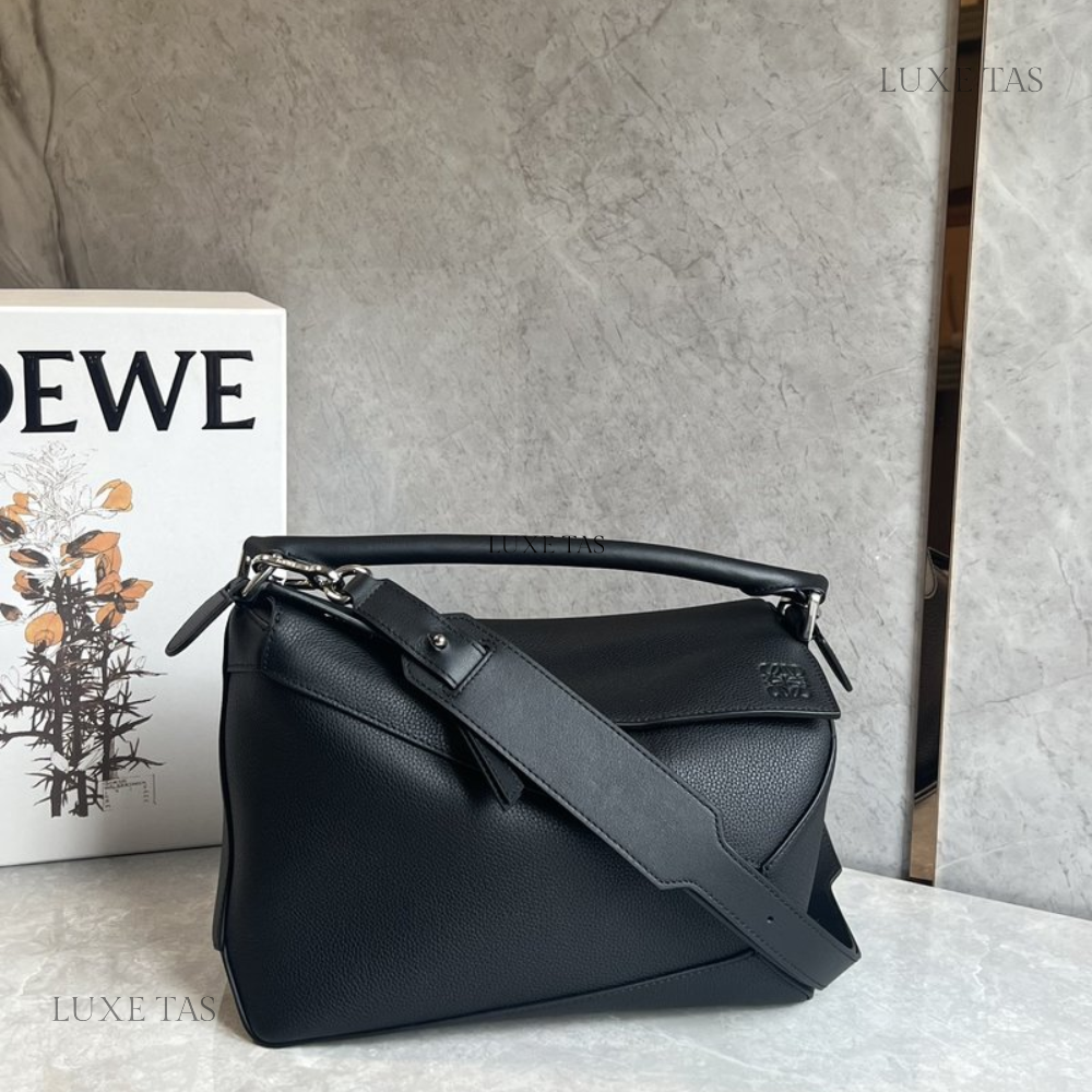 Black Puzzle Bag In Classic Calfskin - Leather Crossbody Bag for Women
