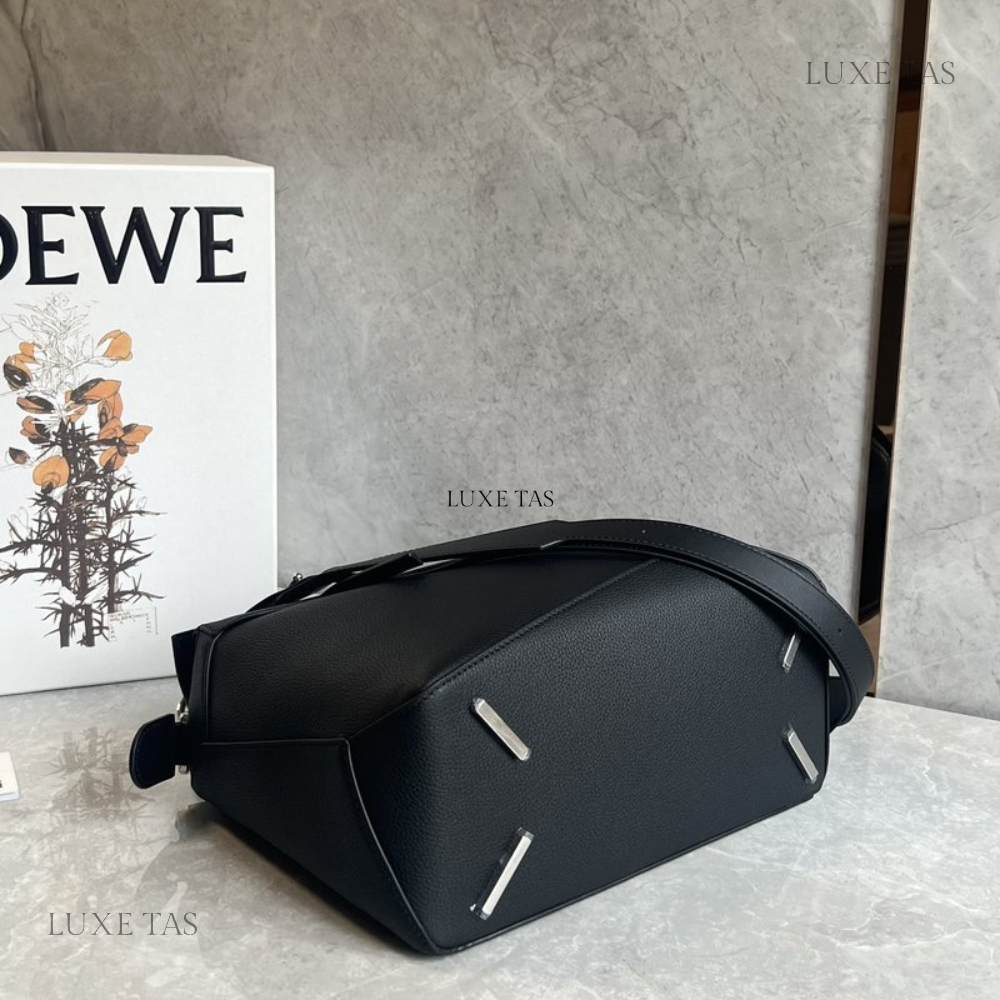 Black Puzzle Bag In Classic Calfskin - Leather Crossbody Bag for Women