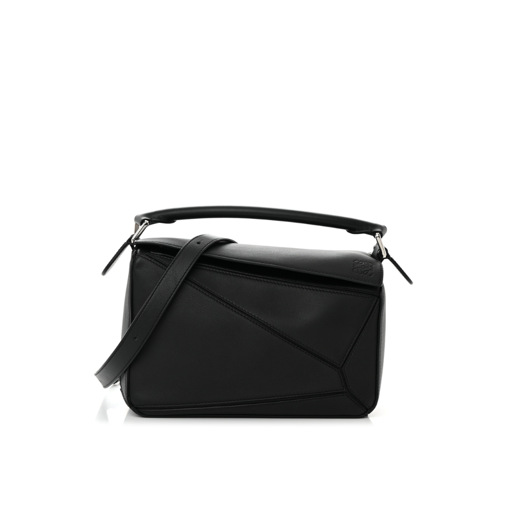 Black Small Puzzle Bag in Classic Calfskin - Leather Crossbody Bag for Women