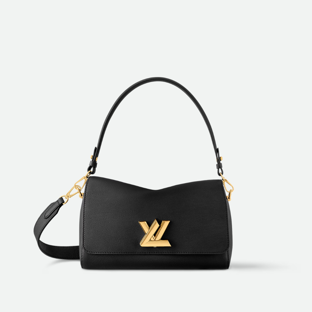 Black Soft Twist Leather Crossbody Bag for Women