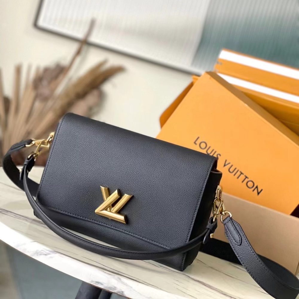 Black Soft Twist Leather Crossbody Bag for Women