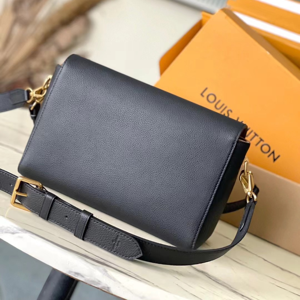 Black Soft Twist Leather Crossbody Bag for Women