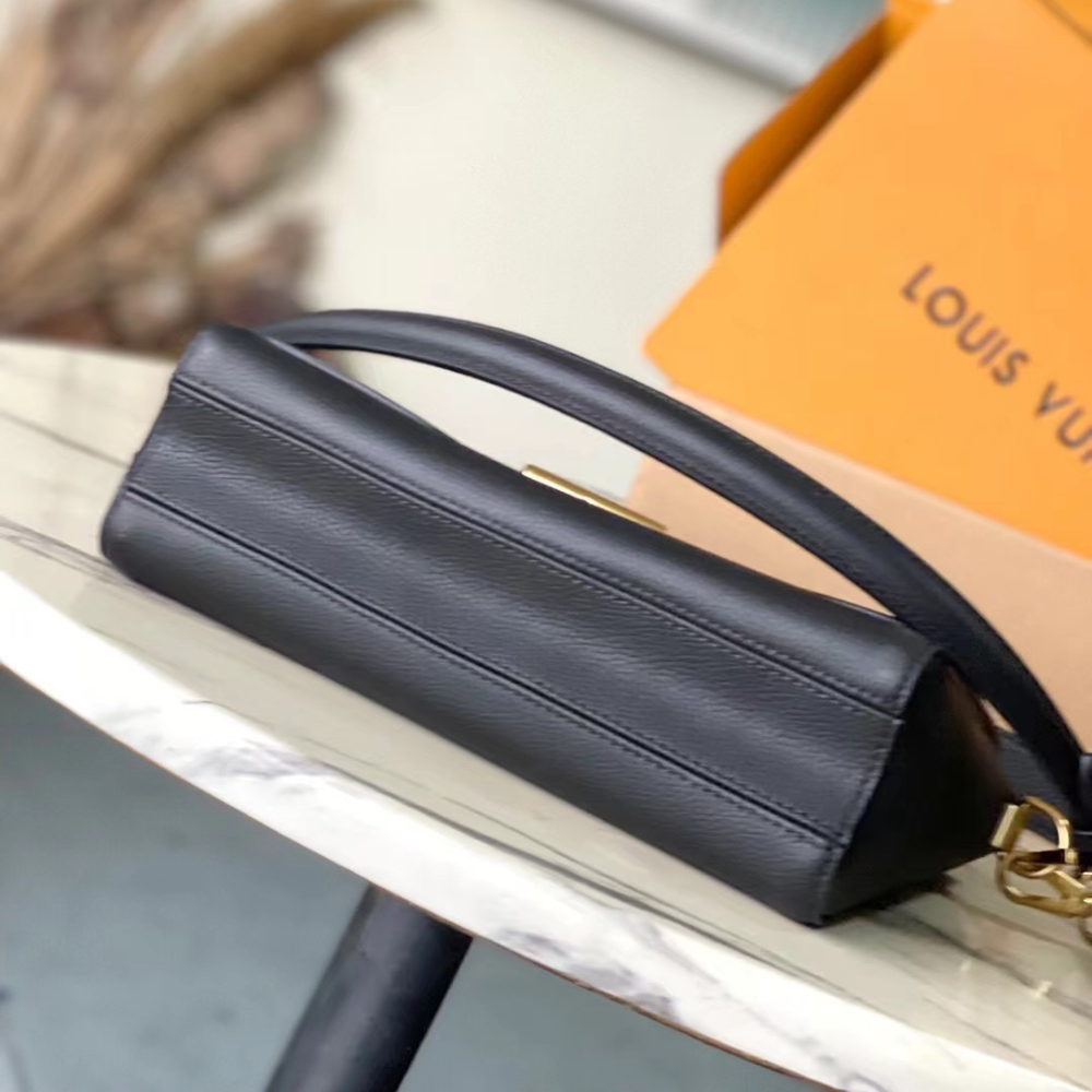 Black Soft Twist Leather Crossbody Bag for Women