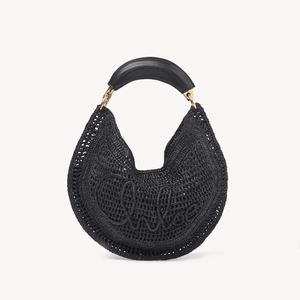 Black Summer Banana Hobo Bag In Raffia Tote Bag for Women