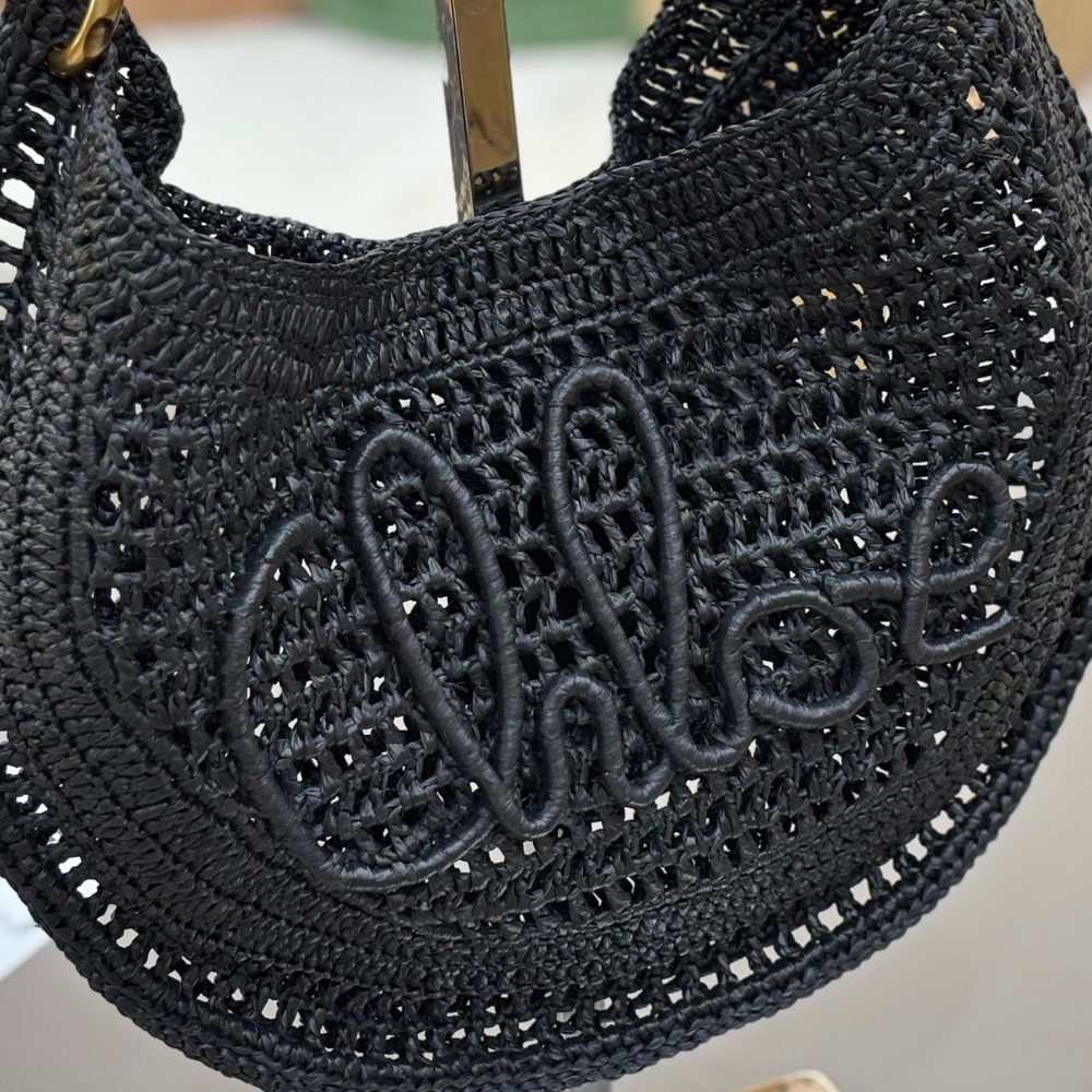 Black Summer Banana Hobo Bag In Raffia Tote Bag for Women