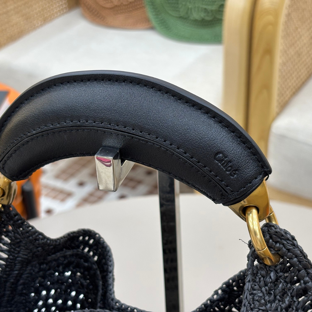 Black Summer Banana Hobo Bag In Raffia Tote Bag for Women