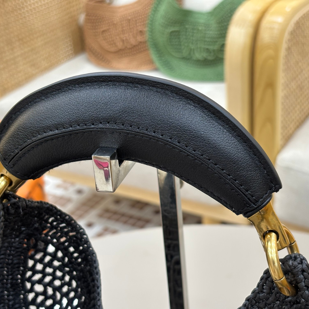 Black Summer Banana Hobo Bag In Raffia Tote Bag for Women
