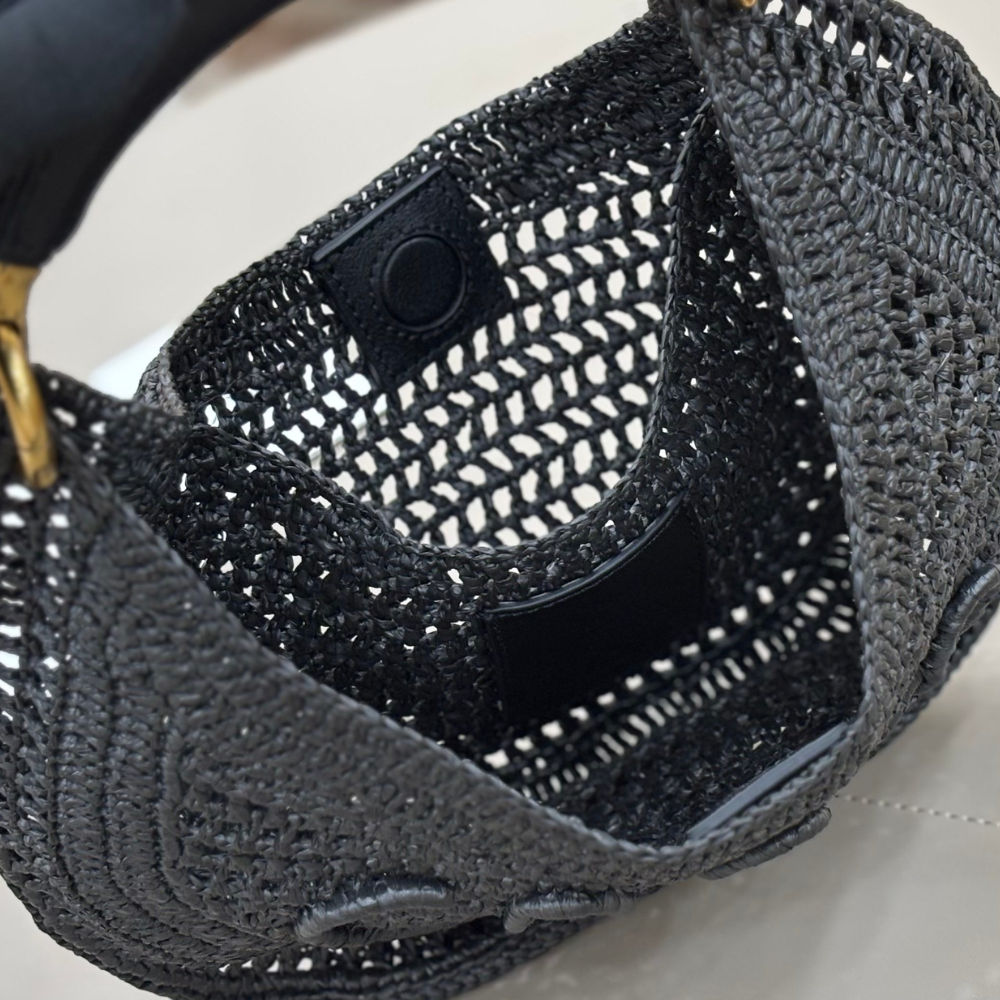 Black Summer Banana Hobo Bag In Raffia Tote Bag for Women