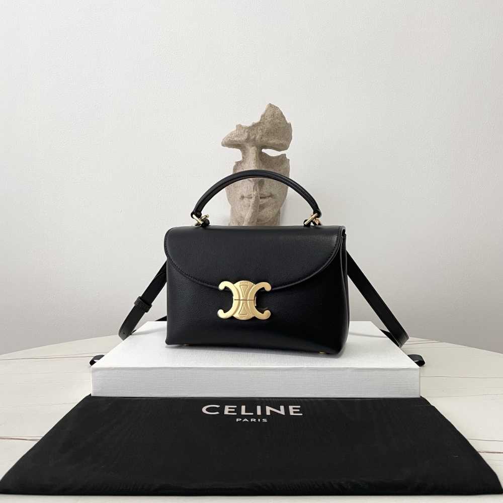 Black Teen Nino Bag In Supple Grained Calfskin Leather Handbag for Women