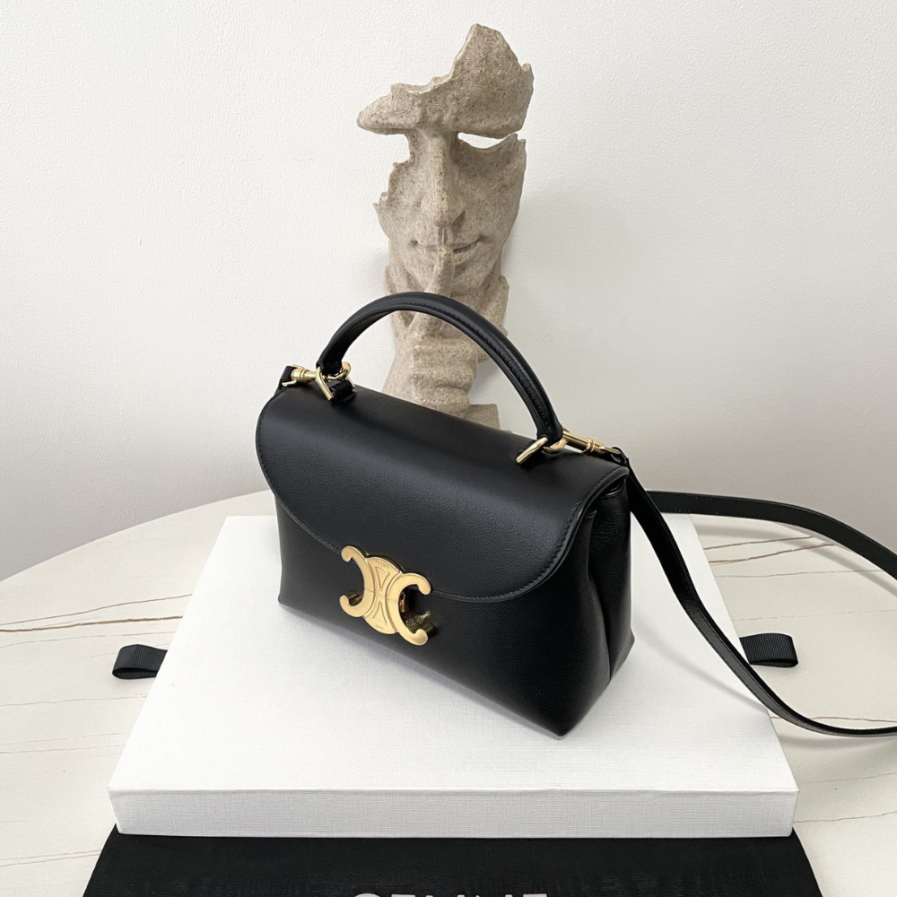 Black Teen Nino Bag In Supple Grained Calfskin Leather Handbag for Women