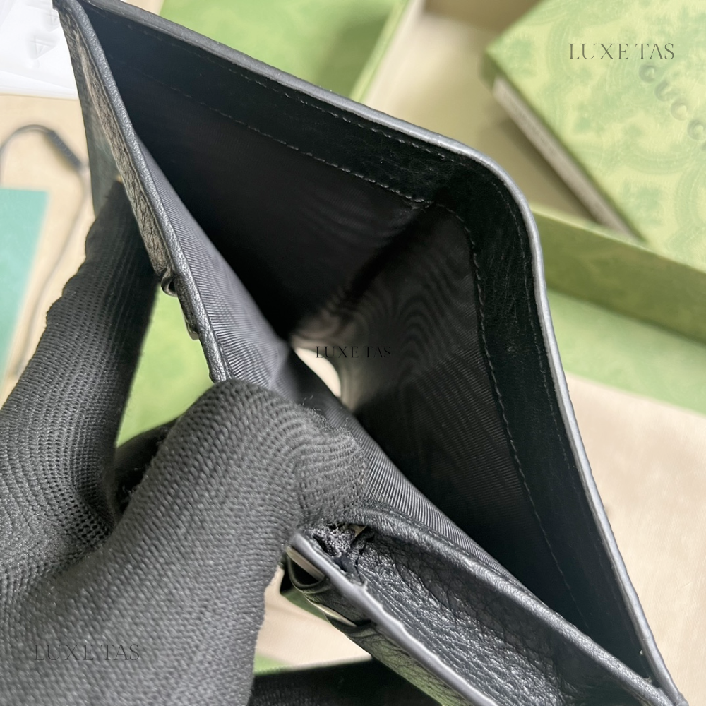 Black Wallet With Interlocking G Python Bow