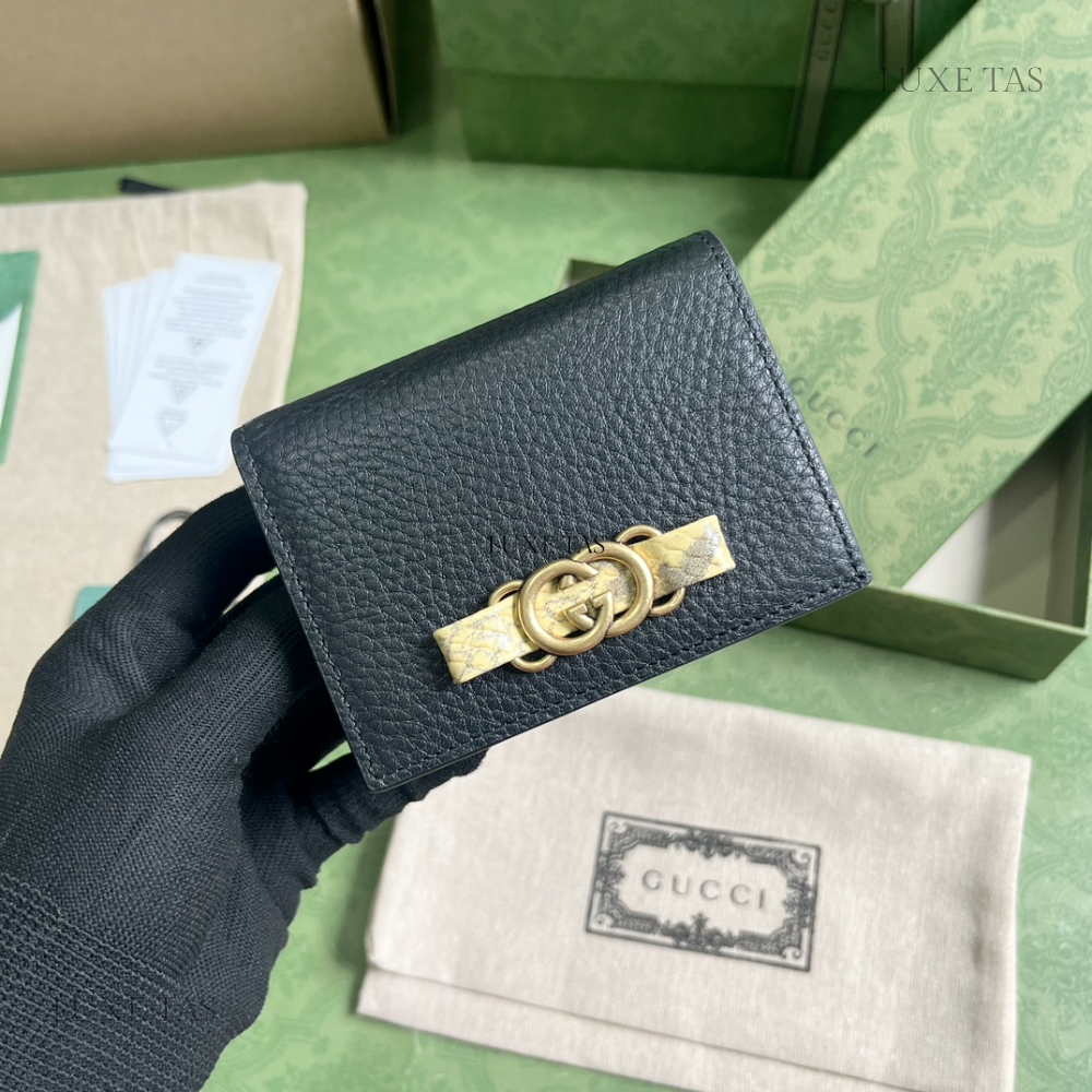 Black Wallet With Interlocking G Python Bow