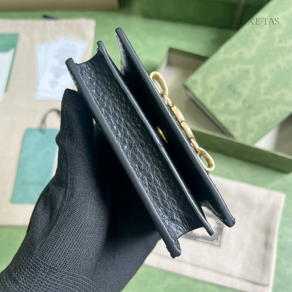 Black Wallet With Interlocking G Python Bow