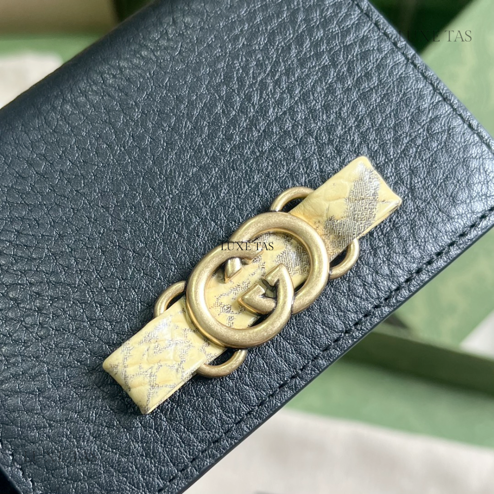 Black Wallet With Interlocking G Python Bow