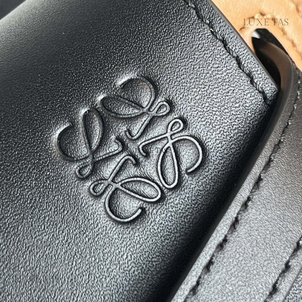 Black Warm Desert Mini Gate Dual Bag In Soft Calfskin And Jacquard - Leather Crossbody Bag for Men