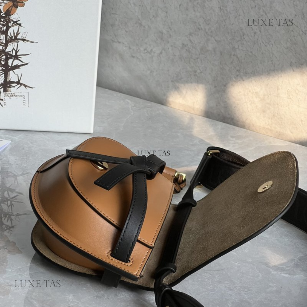 Black Warm Desert Mini Gate Dual Bag In Soft Calfskin And Jacquard - Leather Crossbody Bag for Men