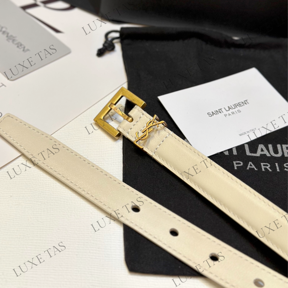 Blanc Vintage Cassandre Thin Belt With Square Buckle