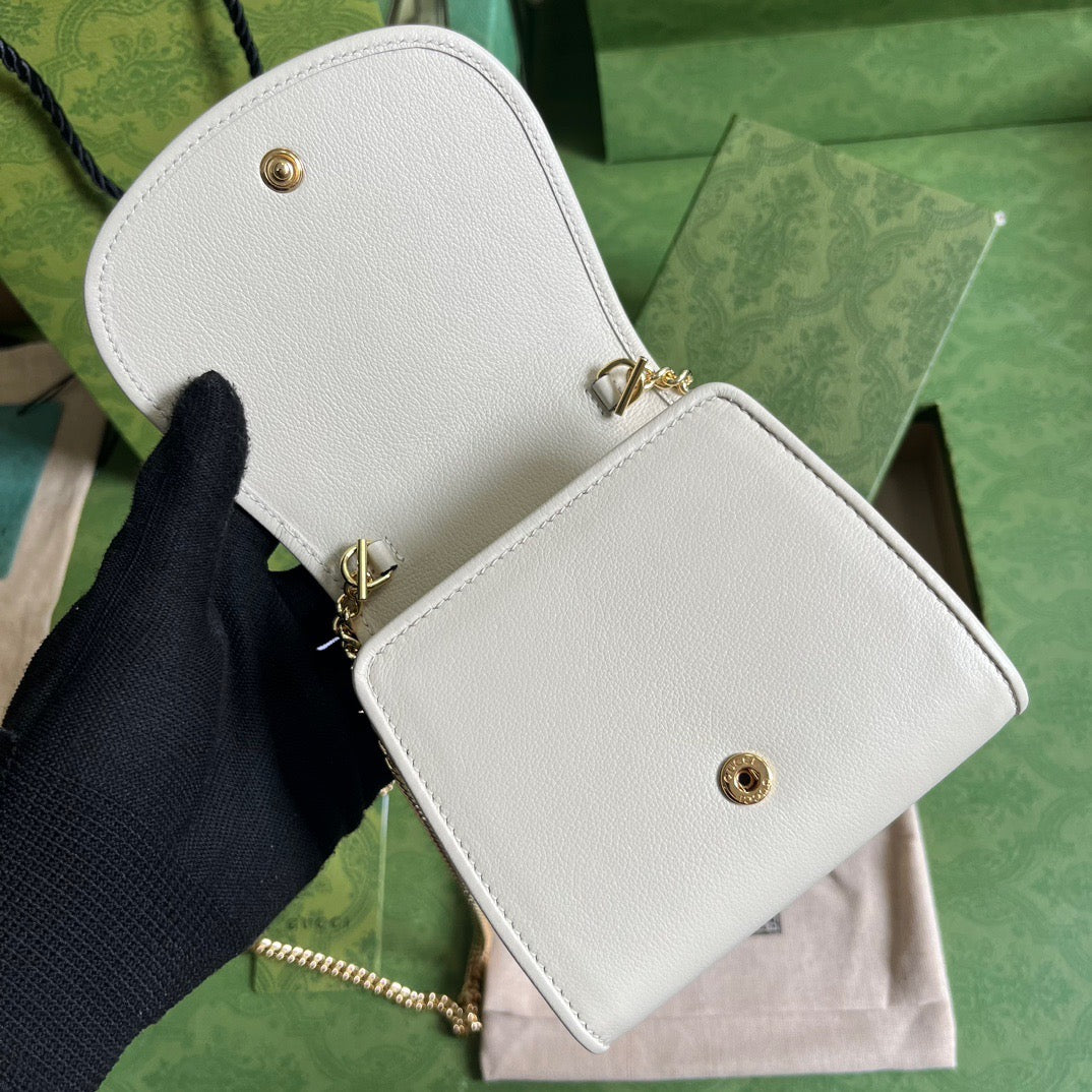 Blondie Medium Chain Wallet White