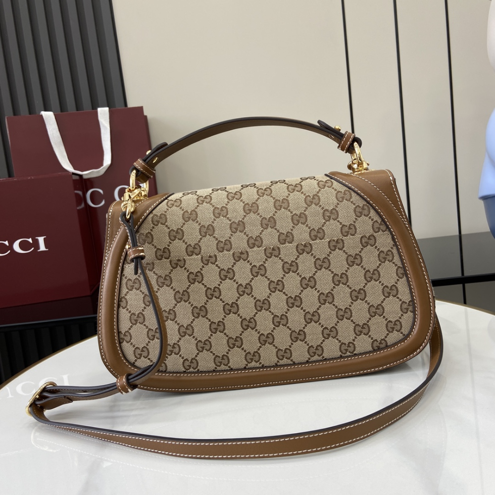 Blondie Medium Top Handle Bag Beige And Dark Brown Leather Handbag for Women