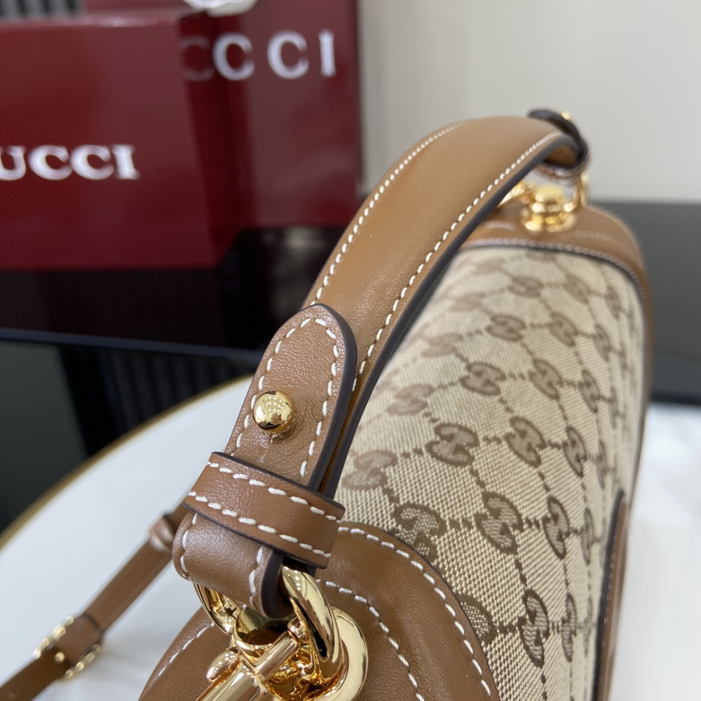 Blondie Medium Top Handle Bag Beige And Dark Brown Leather Handbag for Women
