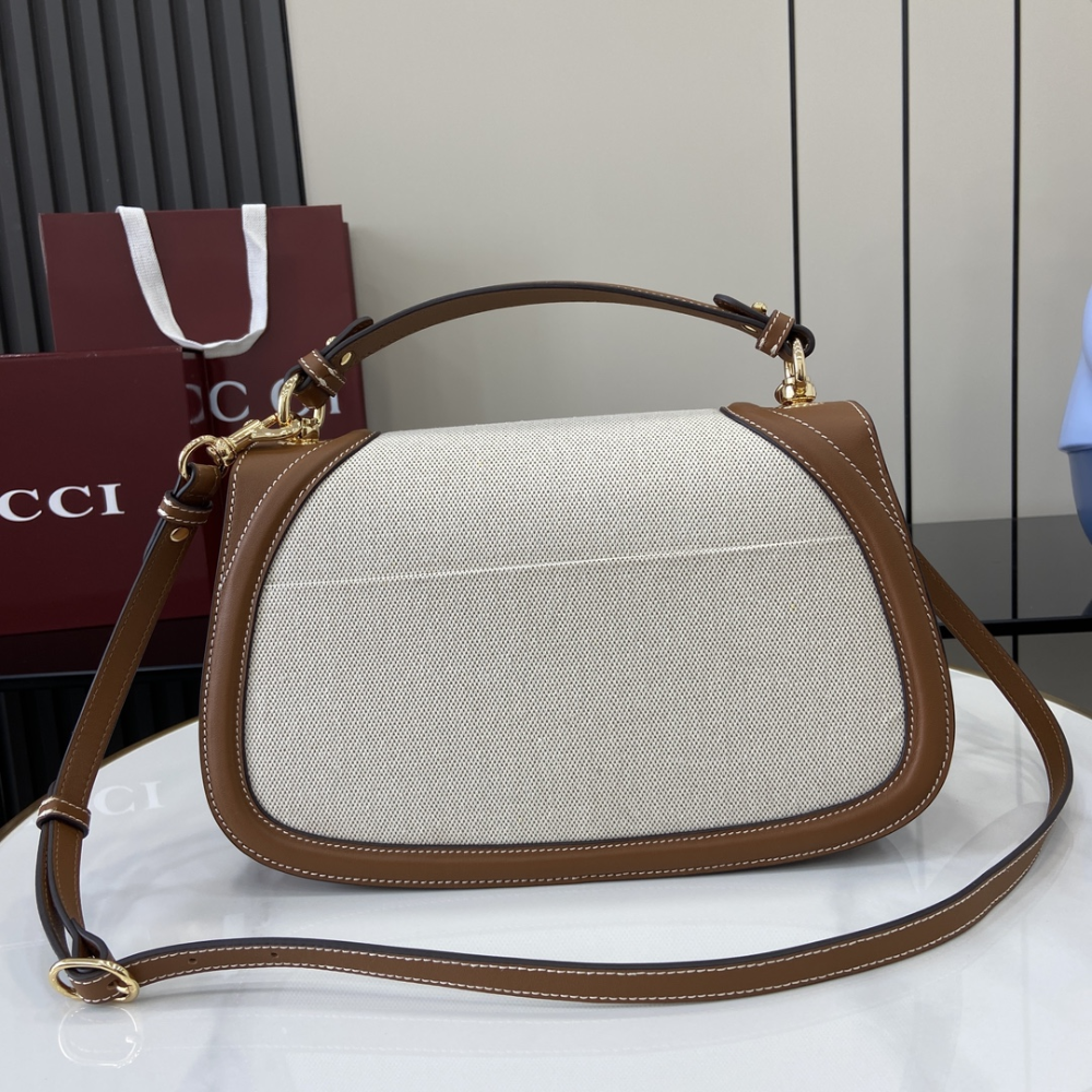 Blondie Medium Top Handle Bag Natural Canvas Leather Handbag for Women