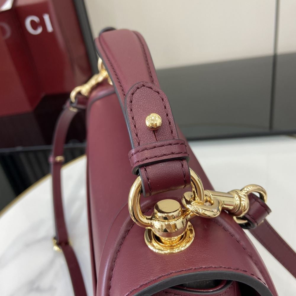 Blondie Medium Top Handle Bag Rosso Ancora Red Leather Handbag for Women