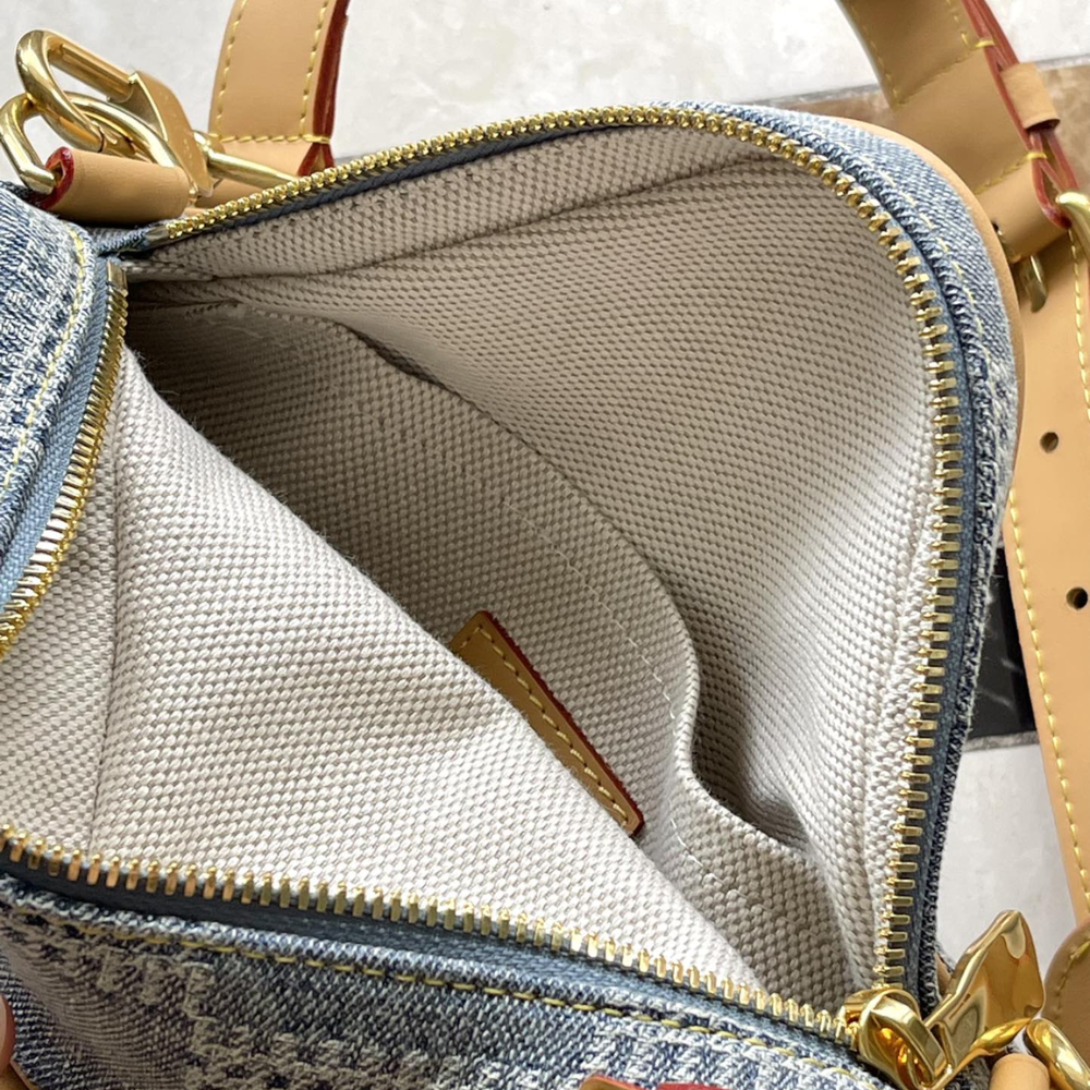 Blue Chess Messenger Leather Crossbody Bag for Men