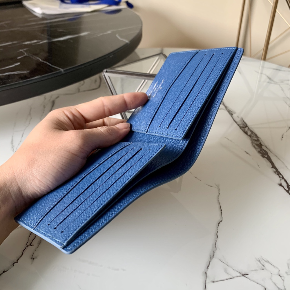 Blue Damier Graphite Canvas Slender Wallet Leather Wallet for Men