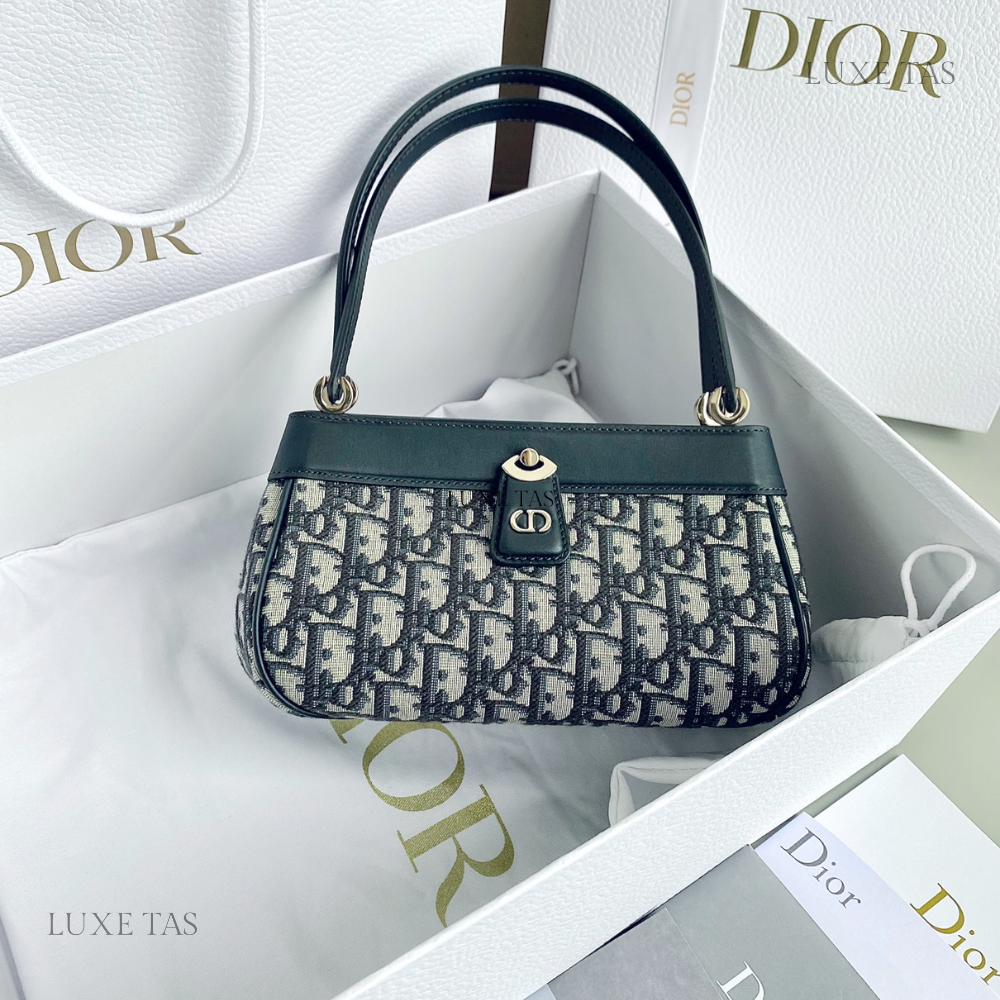 Blue Oblique Jacquard Small D Key Bag