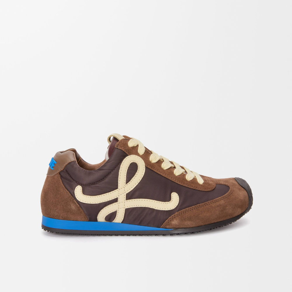 Brown Ballet Runner 2.0 In Nylon And Calfskin Designer Sneakers for Men and Women