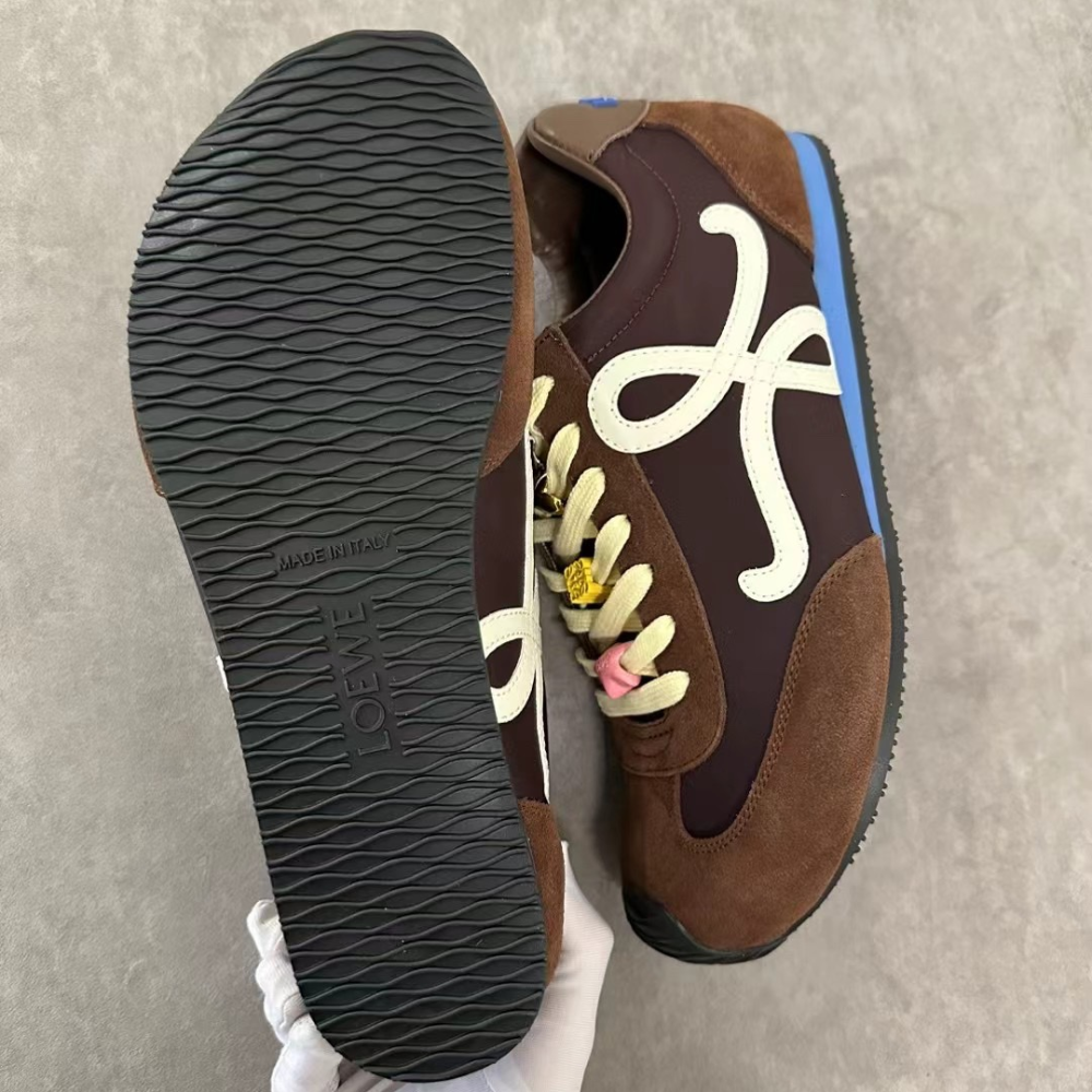 Brown Ballet Runner 2.0 In Nylon And Calfskin Designer Sneakers for Men and Women