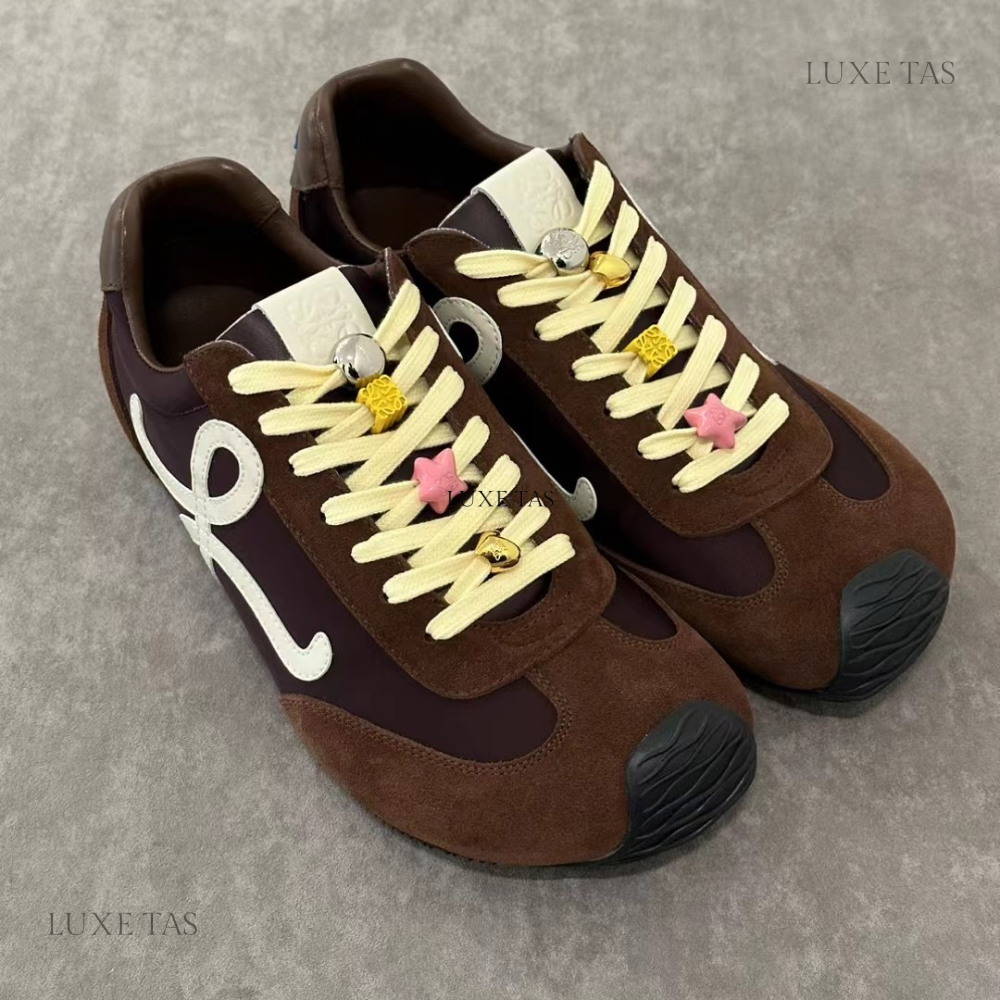 Brown Ballet Runner 2.0 In Nylon And Calfskin Designer Sneakers for Men and Women