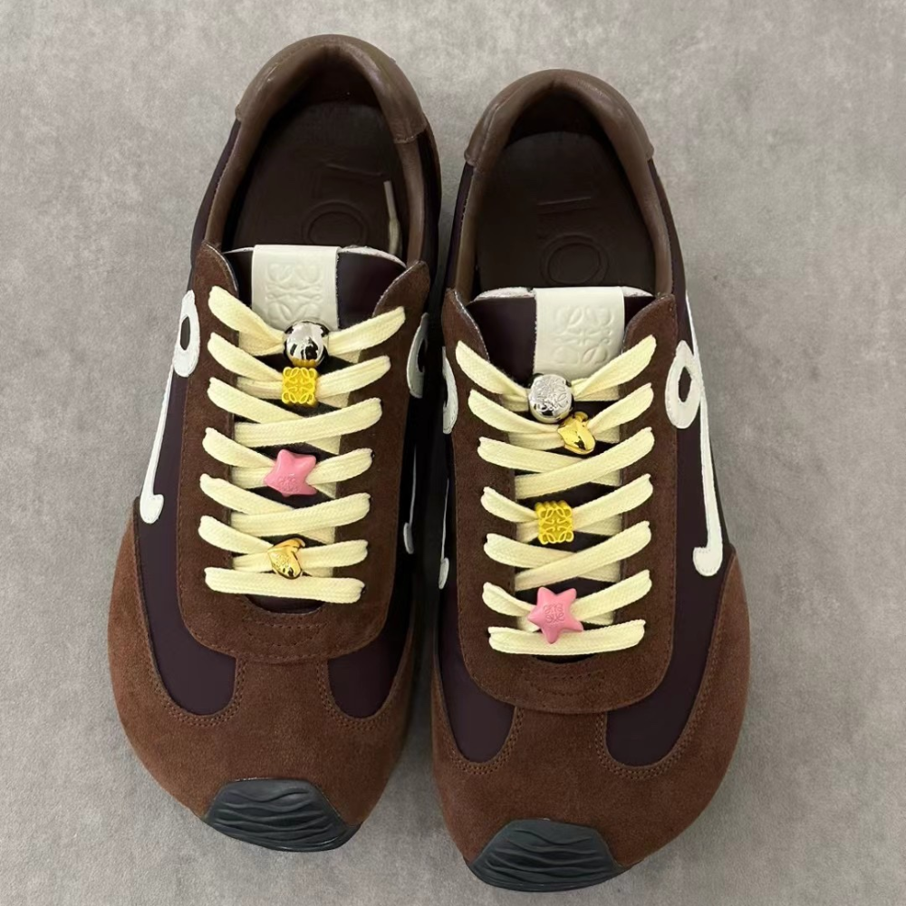 Brown Ballet Runner 2.0 In Nylon And Calfskin Designer Sneakers for Men and Women