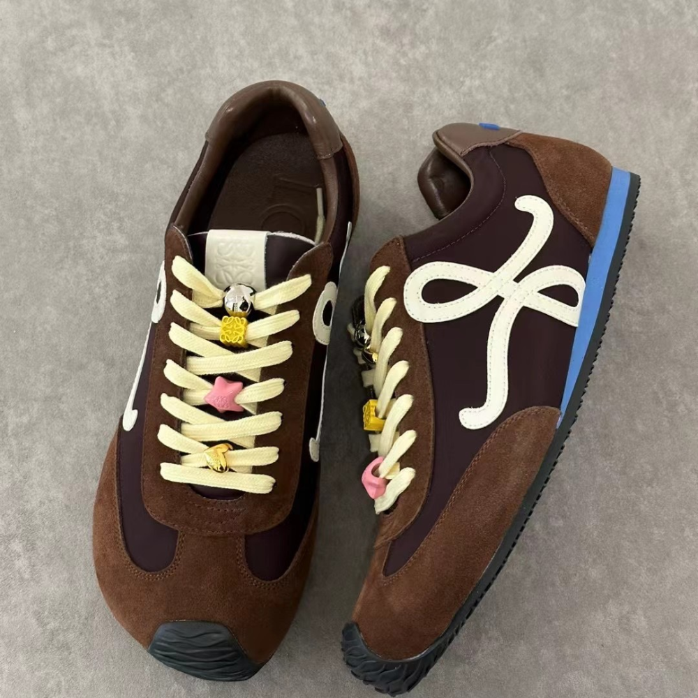 Brown Ballet Runner 2.0 In Nylon And Calfskin Designer Sneakers for Men and Women