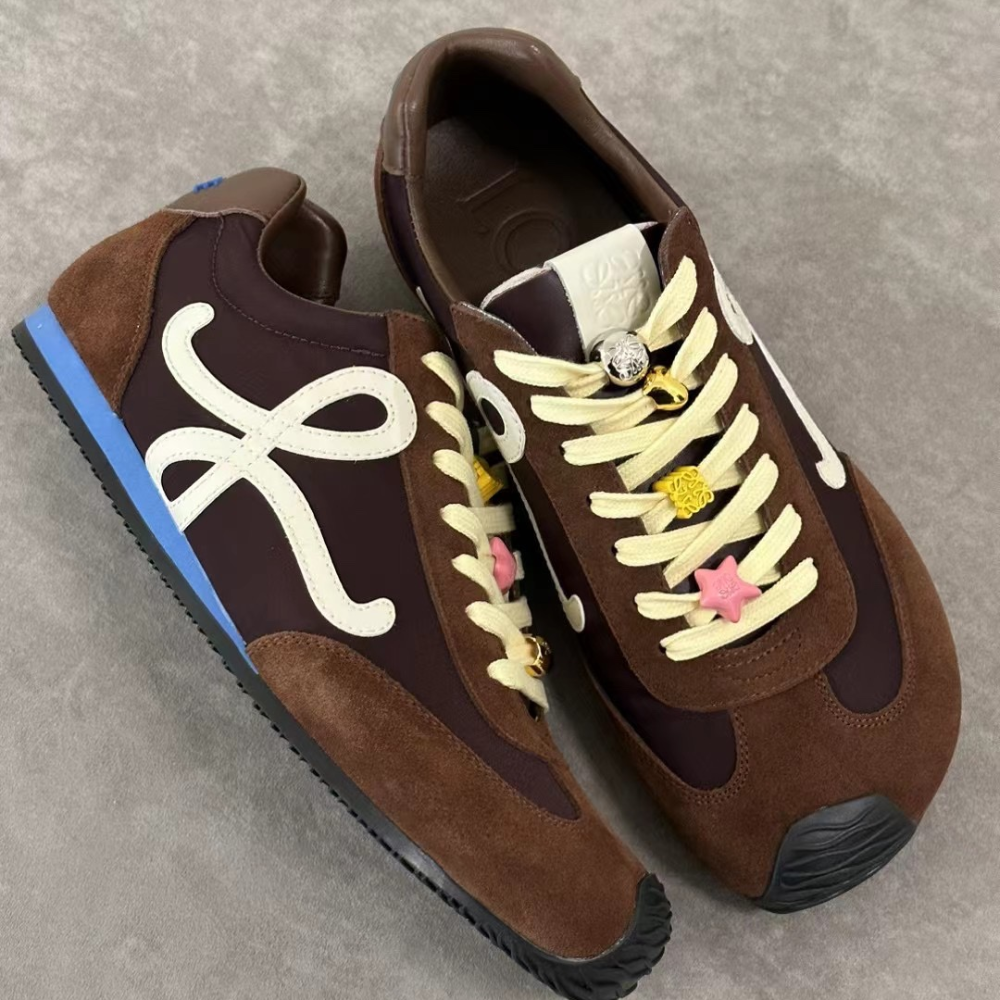 Brown Ballet Runner 2.0 In Nylon And Calfskin Designer Sneakers for Men and Women