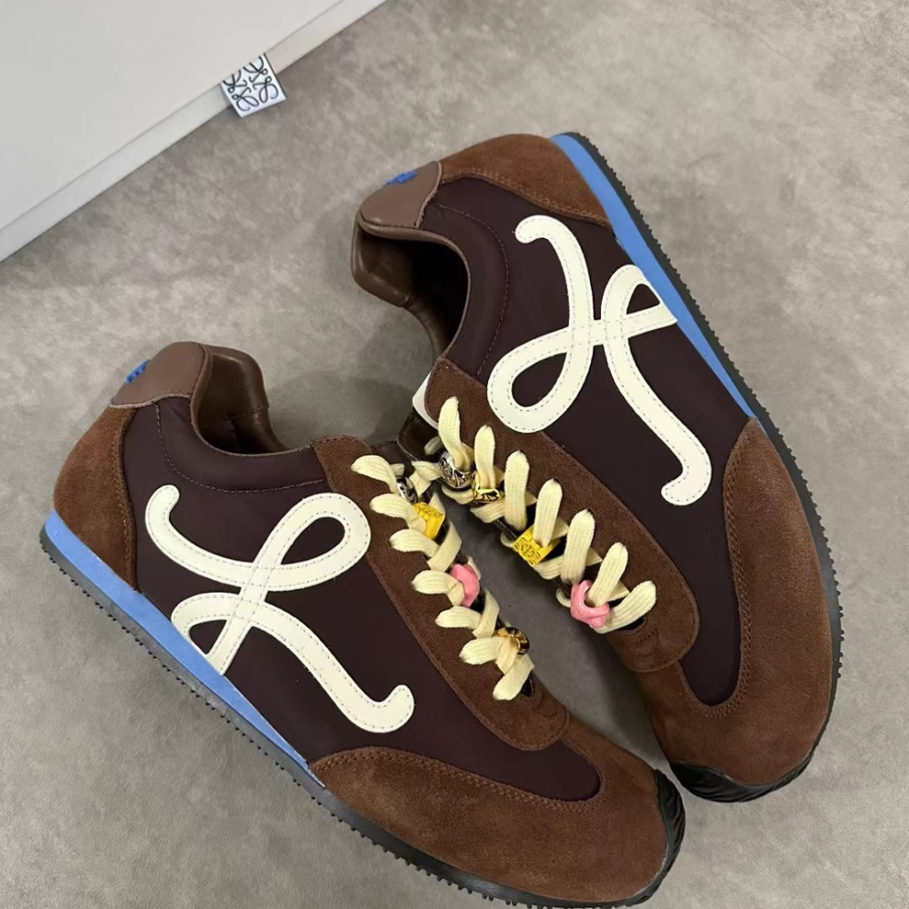 Brown Ballet Runner 2.0 In Nylon And Calfskin Designer Sneakers for Men and Women